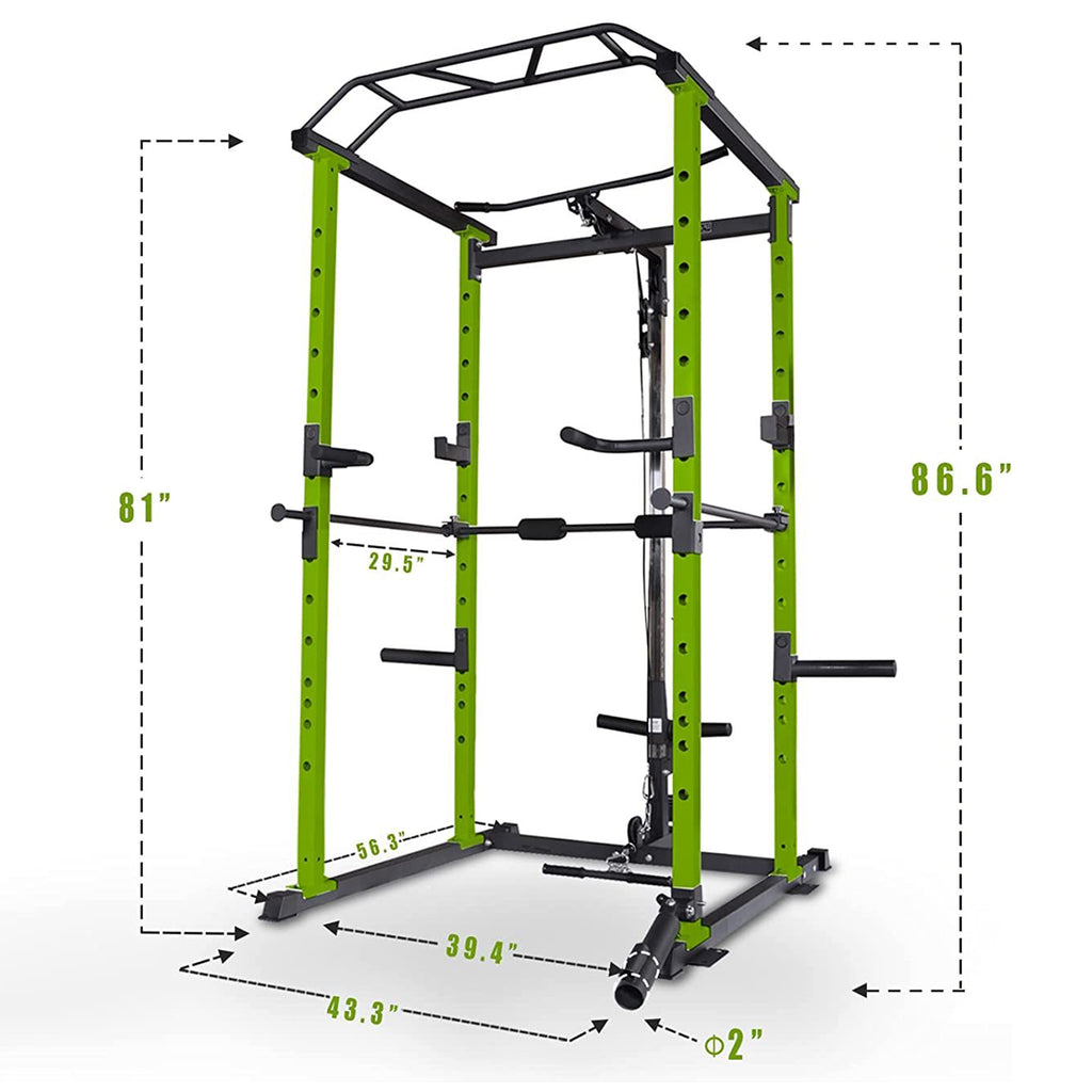 IFast Adjustable Home Gym Power Cage Squat Rack With Pull Up Bar Barbell Rack 1000lbs SAK12649 Saksby - Dimensions