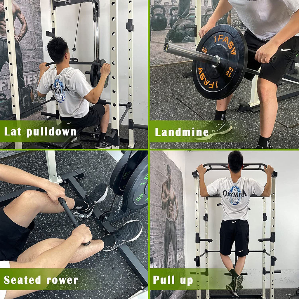 IFast Adjustable Home Gym Power Cage Squat Rack With Pull Up Bar Barbell Rack 1000lbs SAK12649 Saksby - Exercises