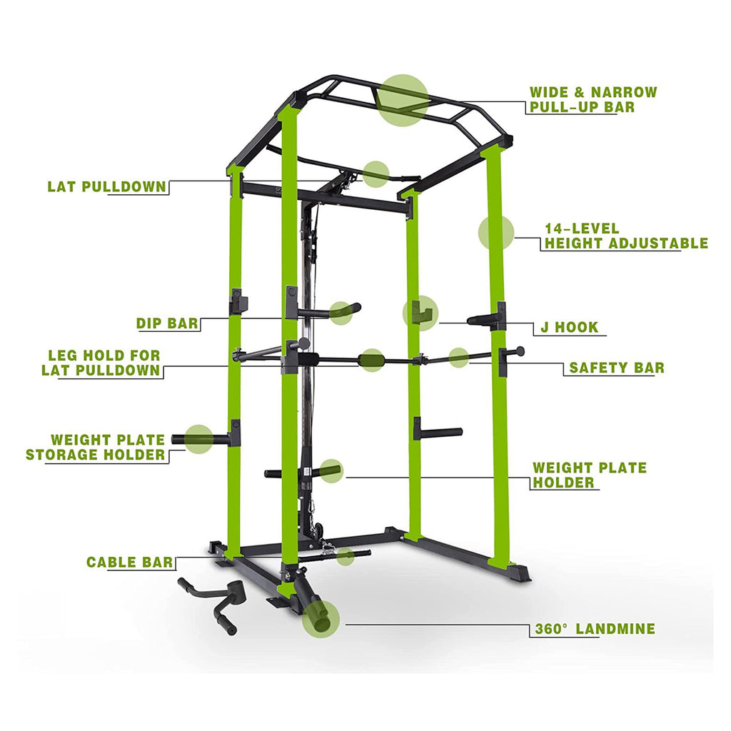 IFast Adjustable Home Gym Power Cage Squat Rack With Pull Up Bar Barbell Rack 1000lbs SAK12649 Saksby - Features