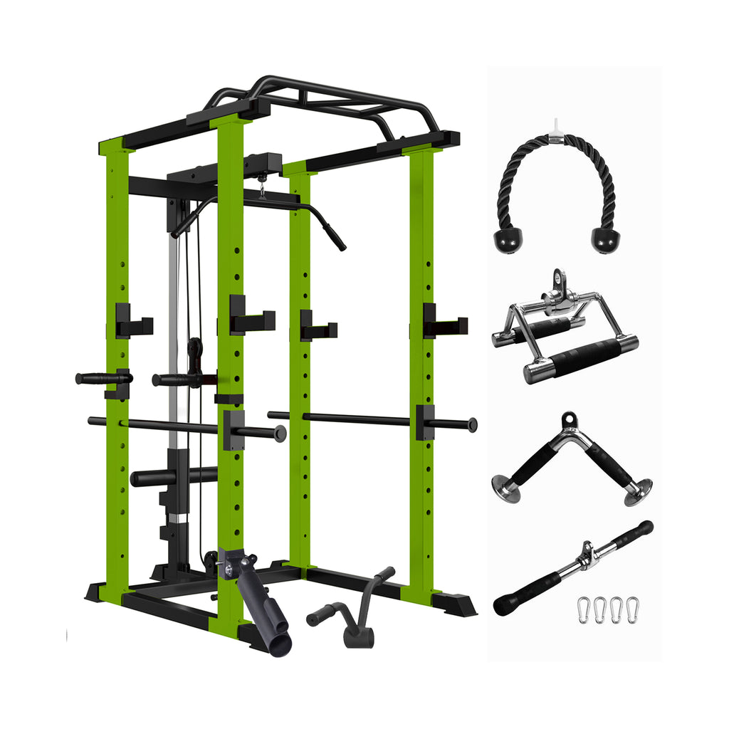 IFast Adjustable Home Gym Power Cage Squat Rack With Pull Up Bar Barbell Rack 1000lbs SAK12649 Saksby - With Accessories