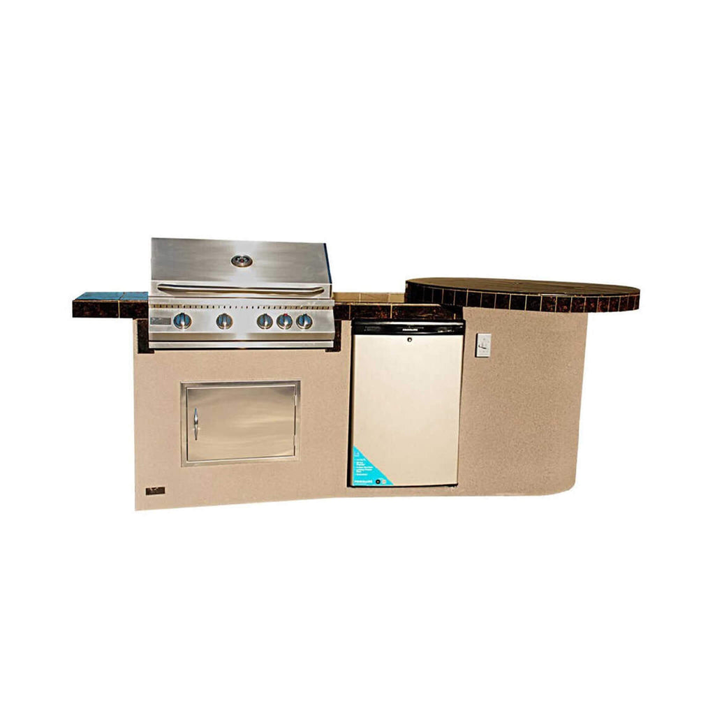 KOKOMO 9FT Fire BBQ Island Outdoor Kitchen With Round Bar And 4 Built In Burner (SAK51682)-SAKSBY