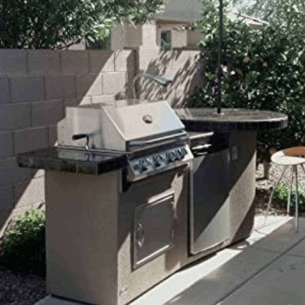 KOKOMO 9FT Fire BBQ Island Outdoor Kitchen With Round Bar And 4 Built In Burner (SAK51682)-SAKSBY