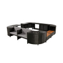 Large Outdoor Quadrilateral Spa Surround Rattan Sectional Sofa Set With Storage Compartments (SAK80217)