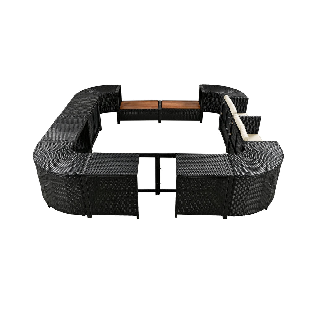 Large Outdoor Quadrilateral Spa Surround Rattan Sectional Sofa Set With Storage Compartments (SAK80217) - Saksby Wholesale - Open Spaecs Details