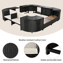 Large Outdoor Quadrilateral Spa Surround Rattan Sectional Sofa Set With Storage Compartments (SAK80217) - Saksby Wholesale - Weather Resistant Cushion Cover