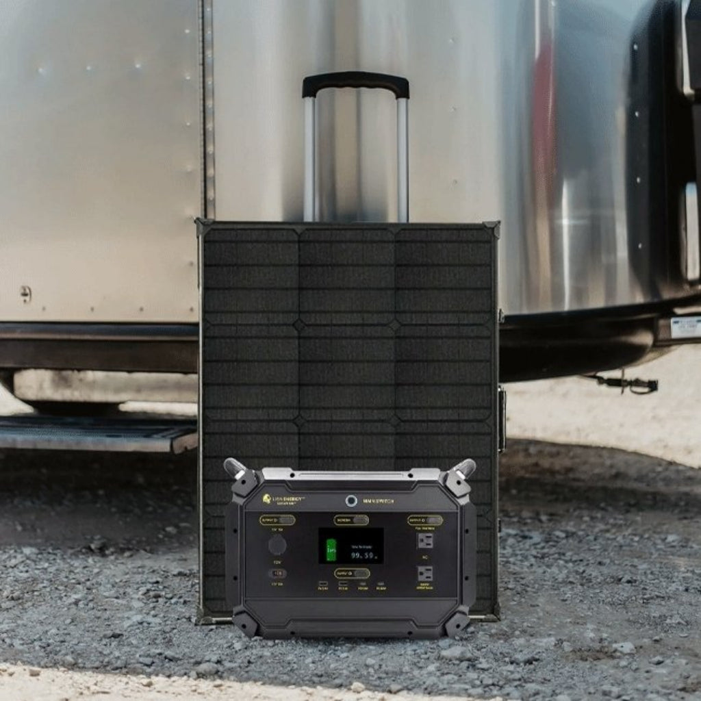 Lion Energy Safari ME 2000W 922WH Portable Power Station - Connected To Solar Panel