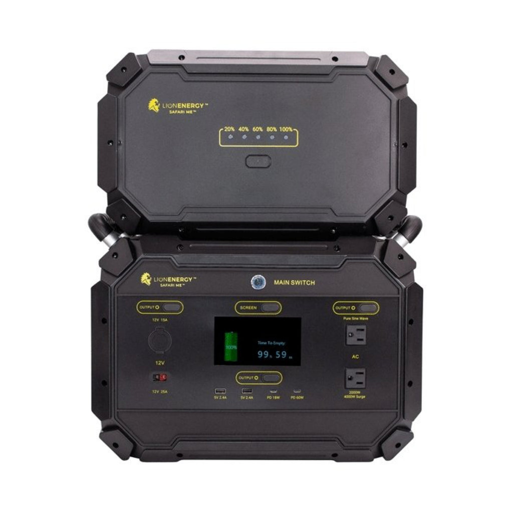 Lion Energy Safari ME 2000W 922WH Portable Power Station - Connected To Expansion Battery Pack