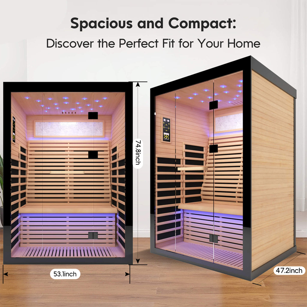 Luxury 2-Person Canadian Hemlock Wood Far Infrared Home Sauna (SAK02184)