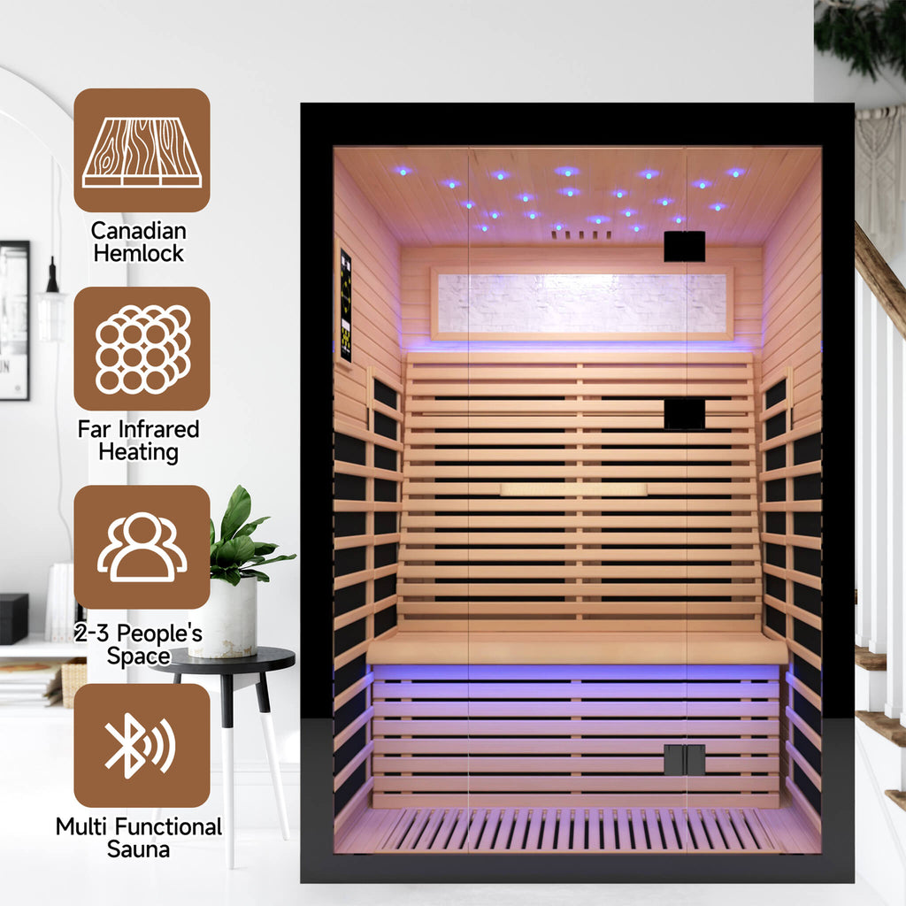 Luxury 2-Person Canadian Hemlock Wood Far Infrared Home Sauna (SAK02184)