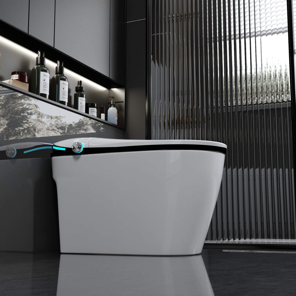 Luxury Smart Toilet With Built-In Auto Open And Close Bidet Seat, Foot Sensor, LED Display And Night Light (SAK31256) - Saksby Wholesale - Bathroom Lifestyle