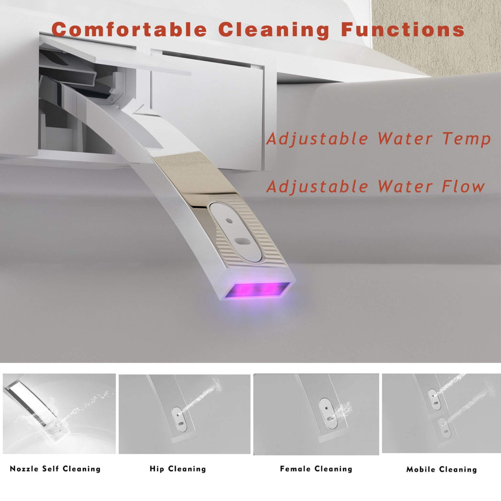 Luxury Smart Toilet With Built-In Auto Open And Close Bidet Seat, Foot Sensor, LED Display And Night Light (SAK31256) - Saksby Wholesale - Cleaning Functions