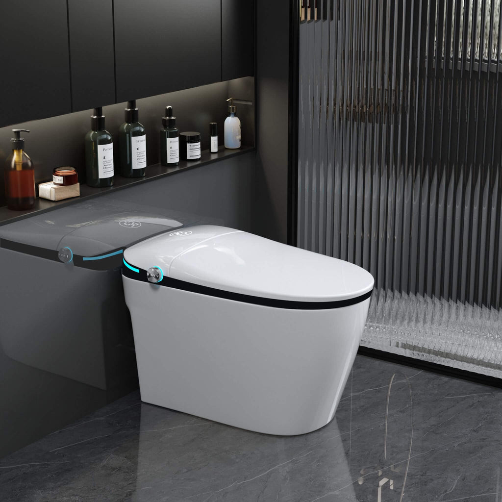 Luxury Smart Toilet With Built-In Auto Open And Close Bidet Seat, Foot Sensor, LED Display And Night Light (SAK31256) - Saksby Wholesale - Design Details