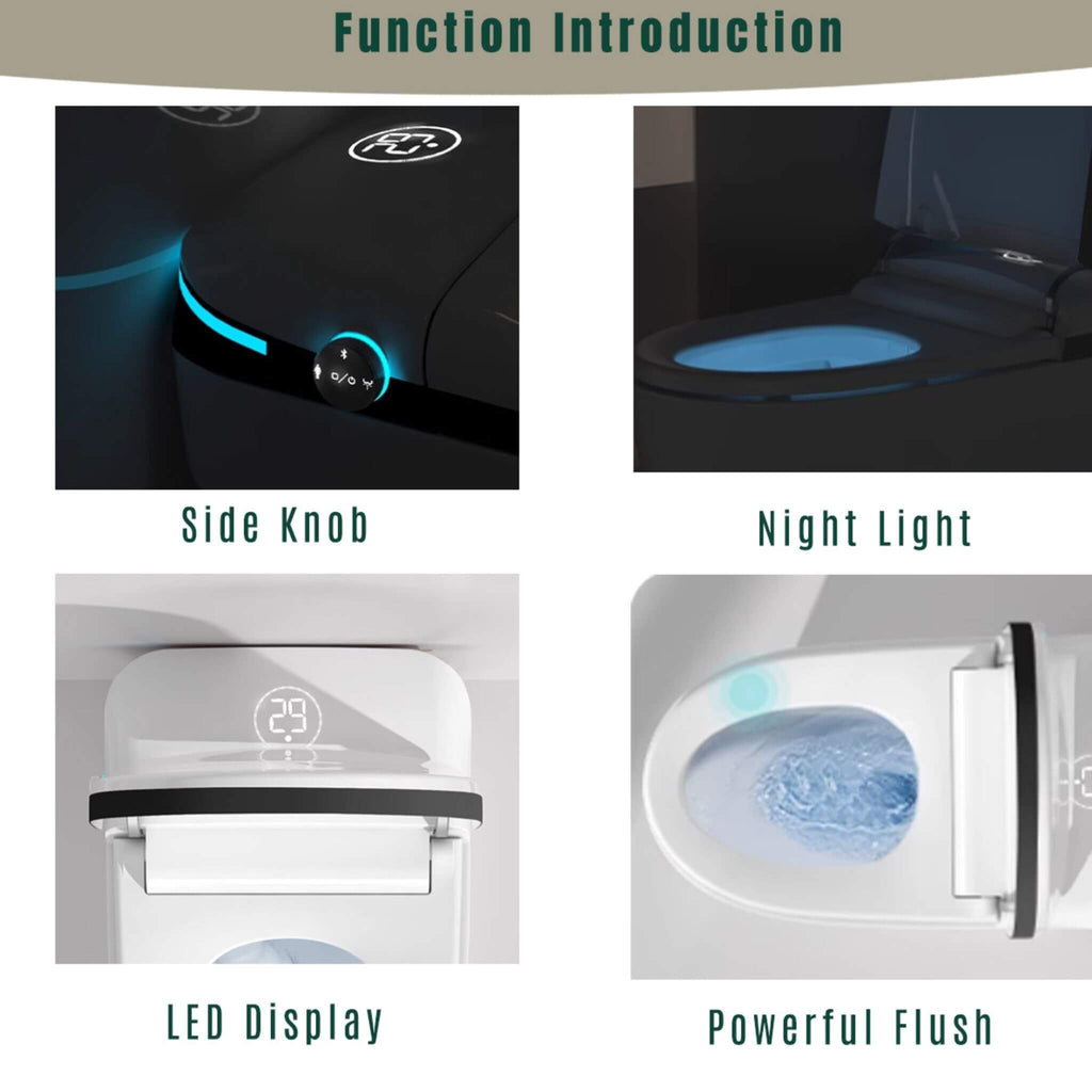 Luxury Smart Toilet With Built-In Auto Open And Close Bidet Seat, Foot Sensor, LED Display And Night Light (SAK31256) - Saksby Wholesale - Function Introduction
