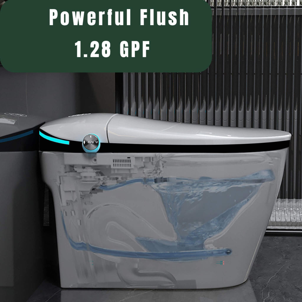 Luxury Smart Toilet With Built-In Auto Open And Close Bidet Seat, Foot Sensor, LED Display And Night Light (SAK31256) - Saksby Wholesale - Powerful Flush