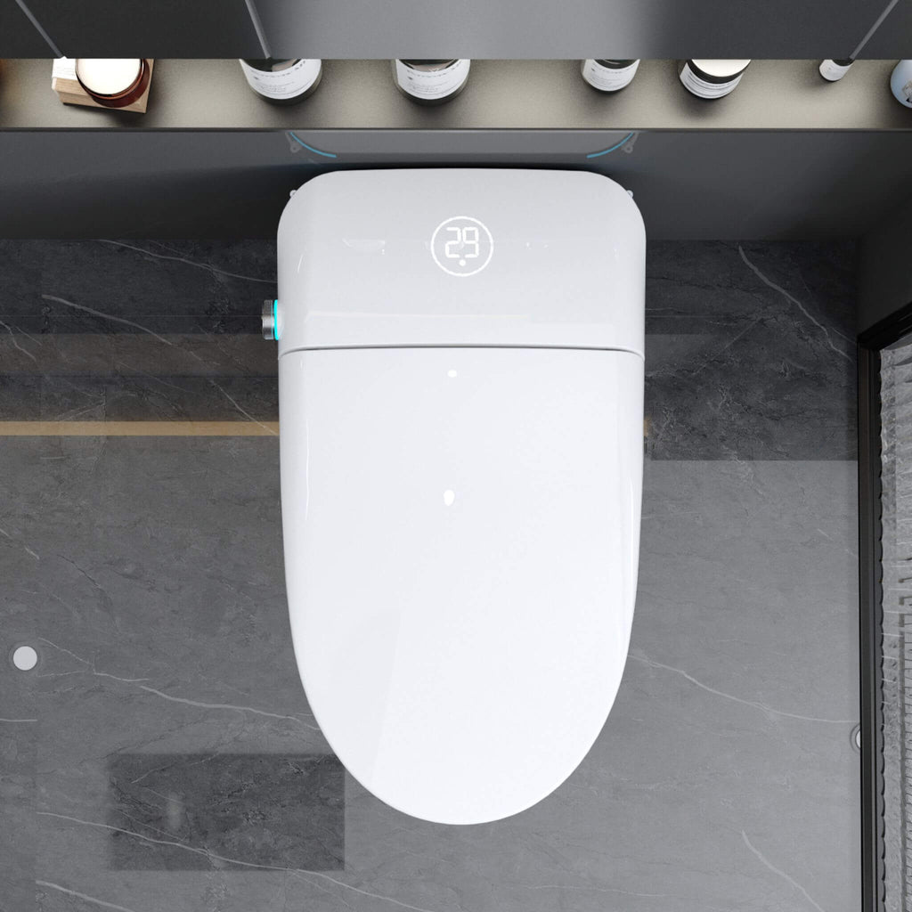 Luxury Smart Toilet With Built-In Auto Open And Close Bidet Seat, Foot Sensor, LED Display And Night Light (SAK31256) - Saksby Wholesale - Top View Lifestyle