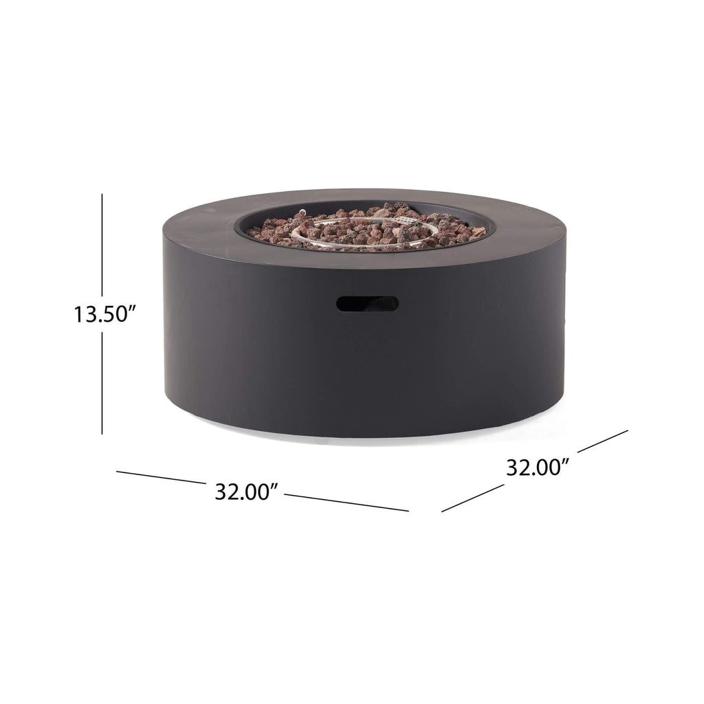 Modern 32 Inch 40K BTU Round Iron Propane Fire Pit (SAK29102) - Saksby Wholesale - Dimensions