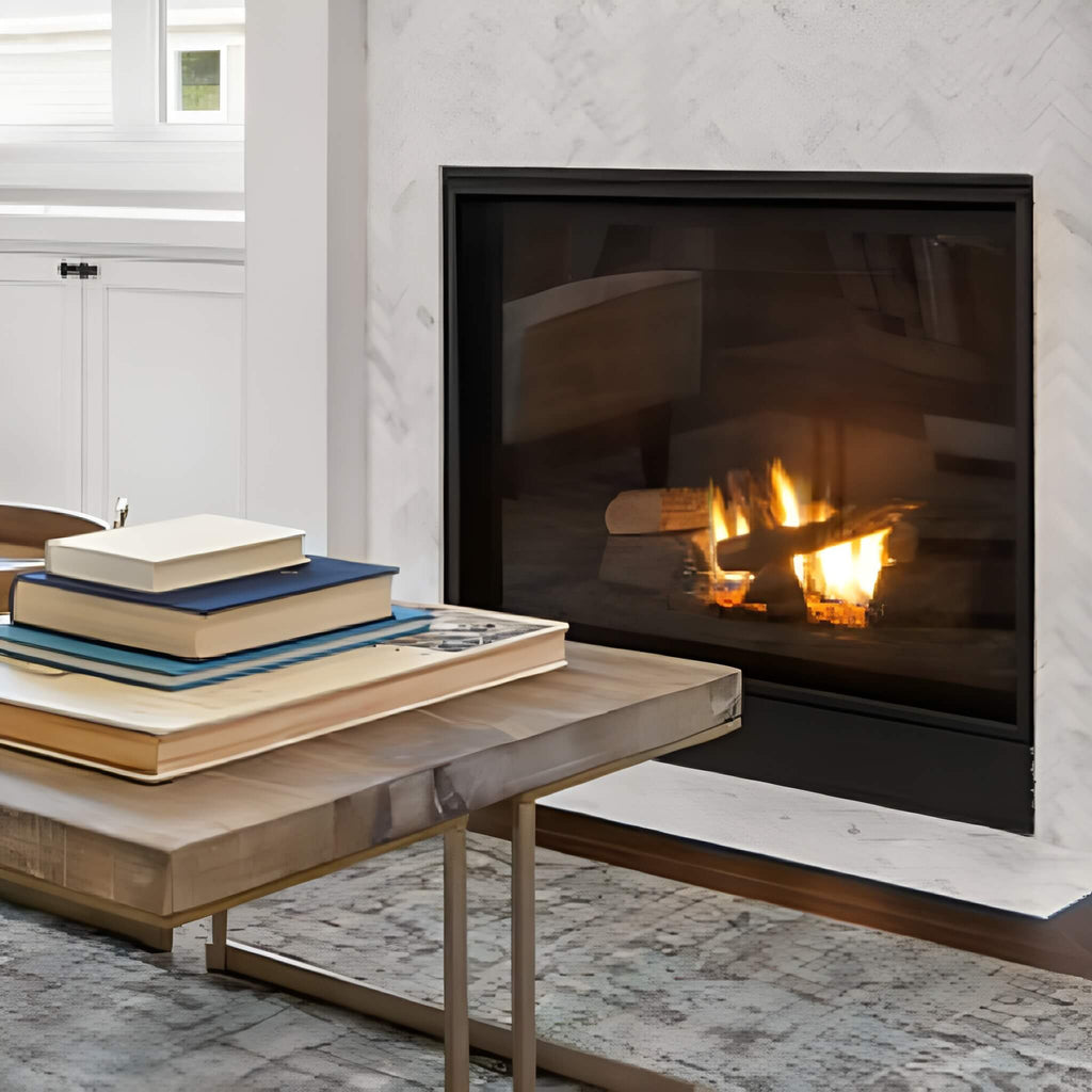 Montigo DelRay Square Full Load Direct Vent Gas Fireplace With Battery Backup (SAK15983) SAKSBY - Front Left View