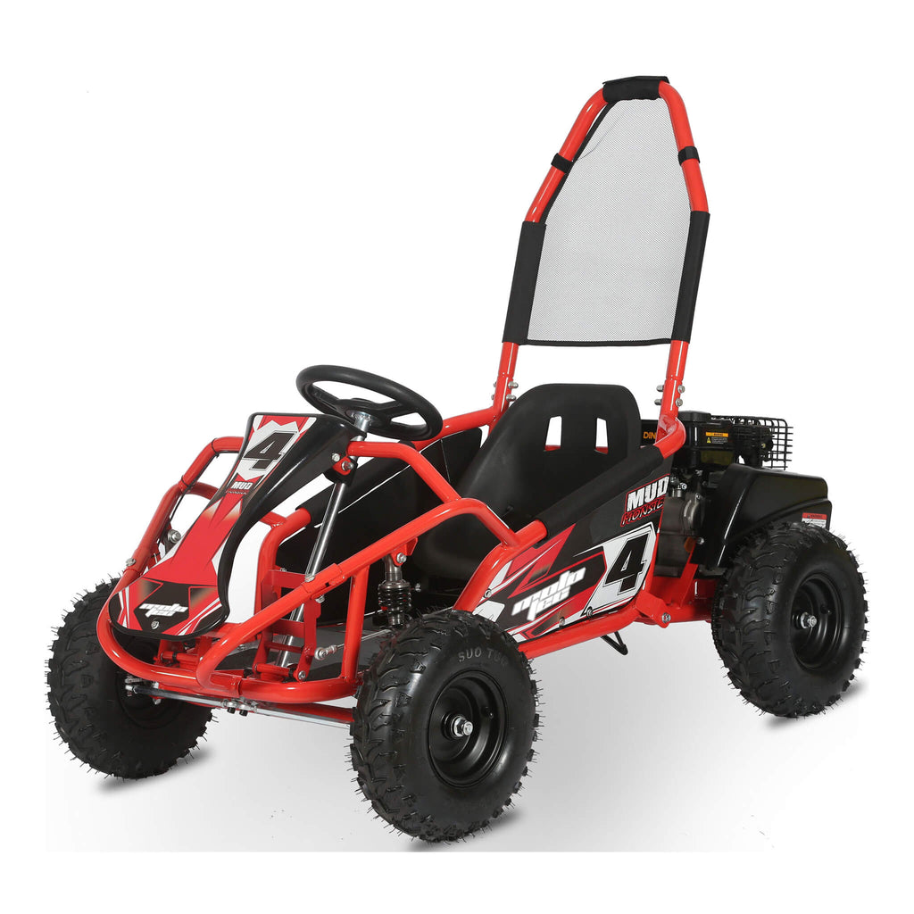 MotoTec Mud Monster 98cc Full Suspension Gas-Powered Go-Kart (SAK28149) SAKSBY - Red Front-Left Corner View