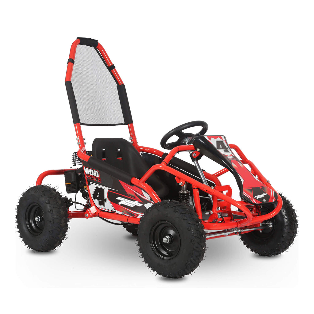 MotoTec Mud Monster 98cc Full Suspension Gas-Powered Go-Kart (SAK28149) SAKSBY - Red Front-Right Corner View