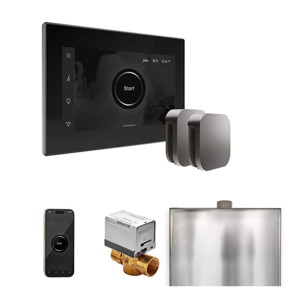 Mr.Steam XButler Steam Shower Control Package w/ iSteamX Control and Aroma SteamHeads (SAK85204) - Saksby Wholesale - Satin Steel View