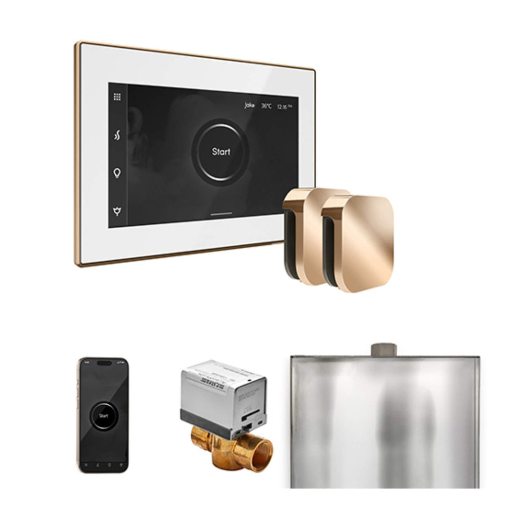 Mr.Steam XButler Steam Shower Control Package w/ iSteamX Control and Aroma SteamHeads (SAK85204) - Saksby Wholesale - Polished Gold View