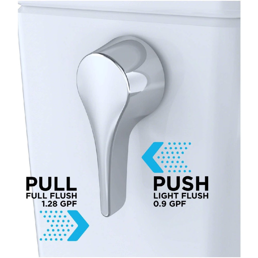 TOTO Aquia IV Cube 1.28 GPF And 0.9 GPF Dynamax Tornado Flush Toilet With Washlet S7A Bidet Seat (SAK74285) Dual Flush Features View