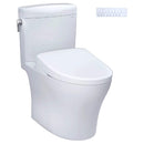 TOTO Aquia IV Cube 1.28 GPF And 0.9 GPF Dynamax Tornado Flush Toilet With Washlet S7A Bidet Seat (SAK74285) Front Right View