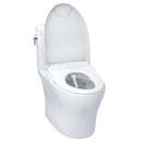 TOTO Aquia IV Cube 1.28 GPF And 0.9 GPF Dynamax Tornado Flush Toilet With Washlet S7A Bidet Seat (SAK74285) Front Right View