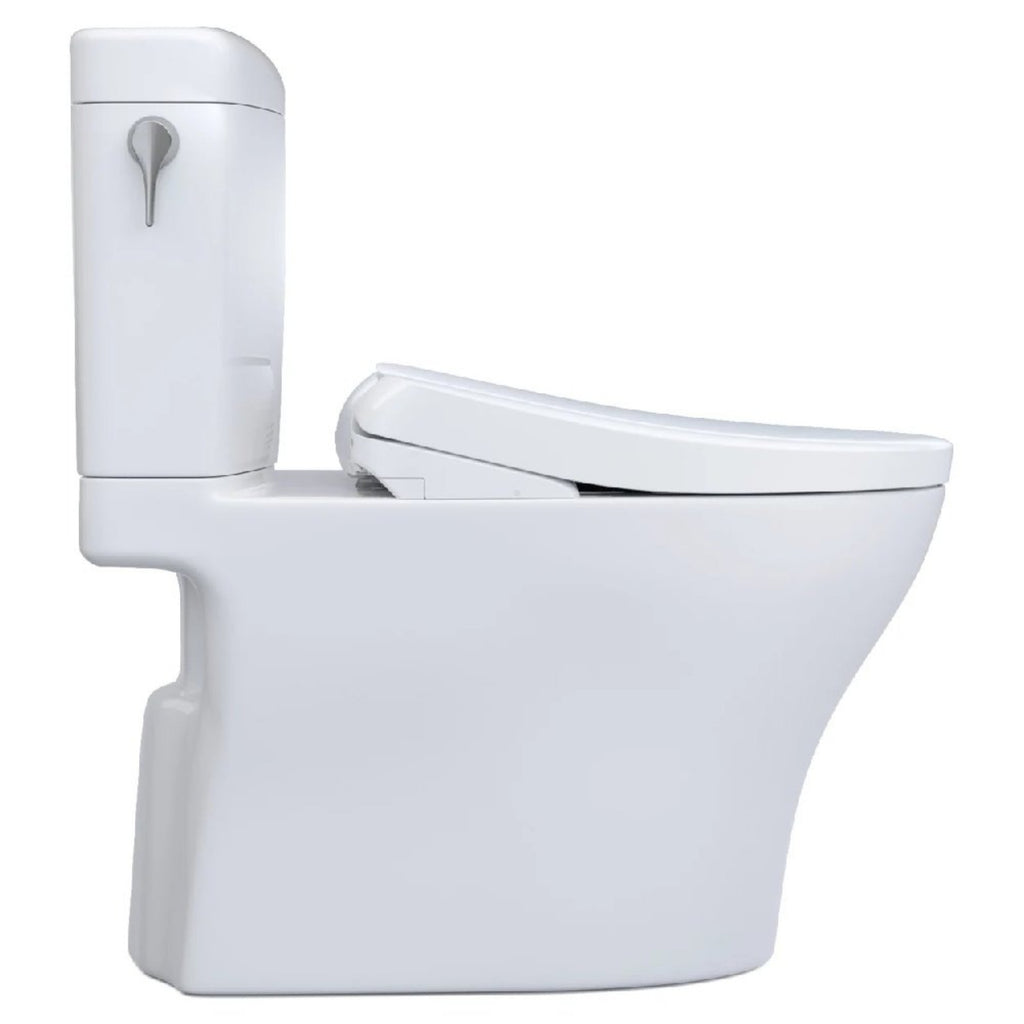 TOTO Aquia IV Cube 1.28 GPF And 0.9 GPF Dynamax Tornado Flush Toilet With Washlet S7A Bidet Seat (SAK74285) Right View