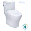 TOTO Aquia IV Cube 1.28 GPF And 0.9 GPF Dynamax Tornado Flush Toilet With Washlet S7A Bidet Seat (SAK74285) Front Right View