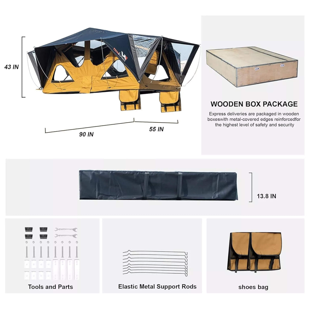 Naturnest Andromeda Khaki Soft Shell Rooftop Tent With Large Panoramic Skylight And YKK Doors SAK72384 Saksby - Accessories