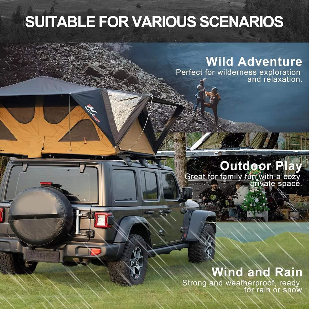 Naturnest Andromeda Khaki Soft Shell Rooftop Tent With Large Panoramic Skylight And YKK Doors SAK72384 Saksby - Different Environments