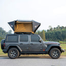 Naturnest Andromeda Khaki Soft Shell Rooftop Tent With Large Panoramic Skylight And YKK Doors (SAK72384) Saksby - Lifestyle Side View Without Ladder