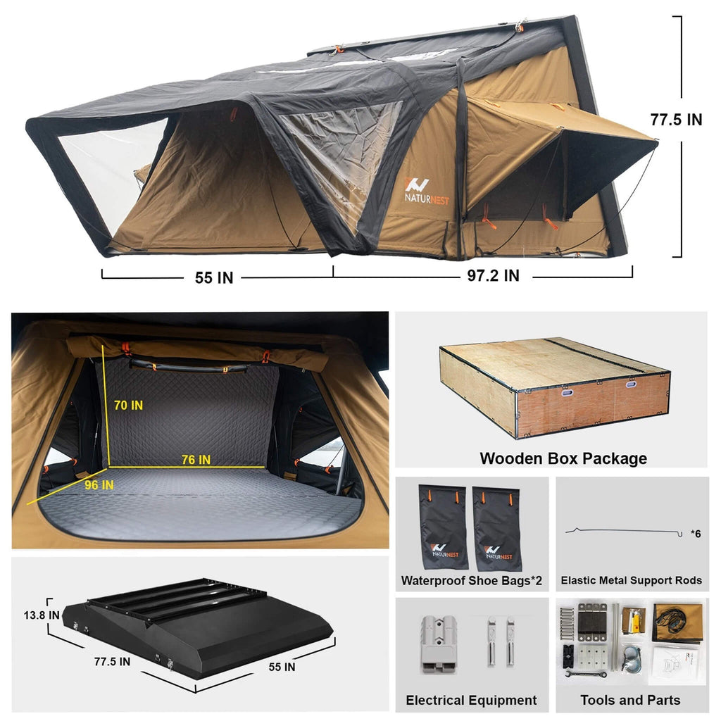 Naturnest Sirius 3 Premium 2XL 3 Person Clamshell Roof Top Tent SAK62917 Saksby - Accessories