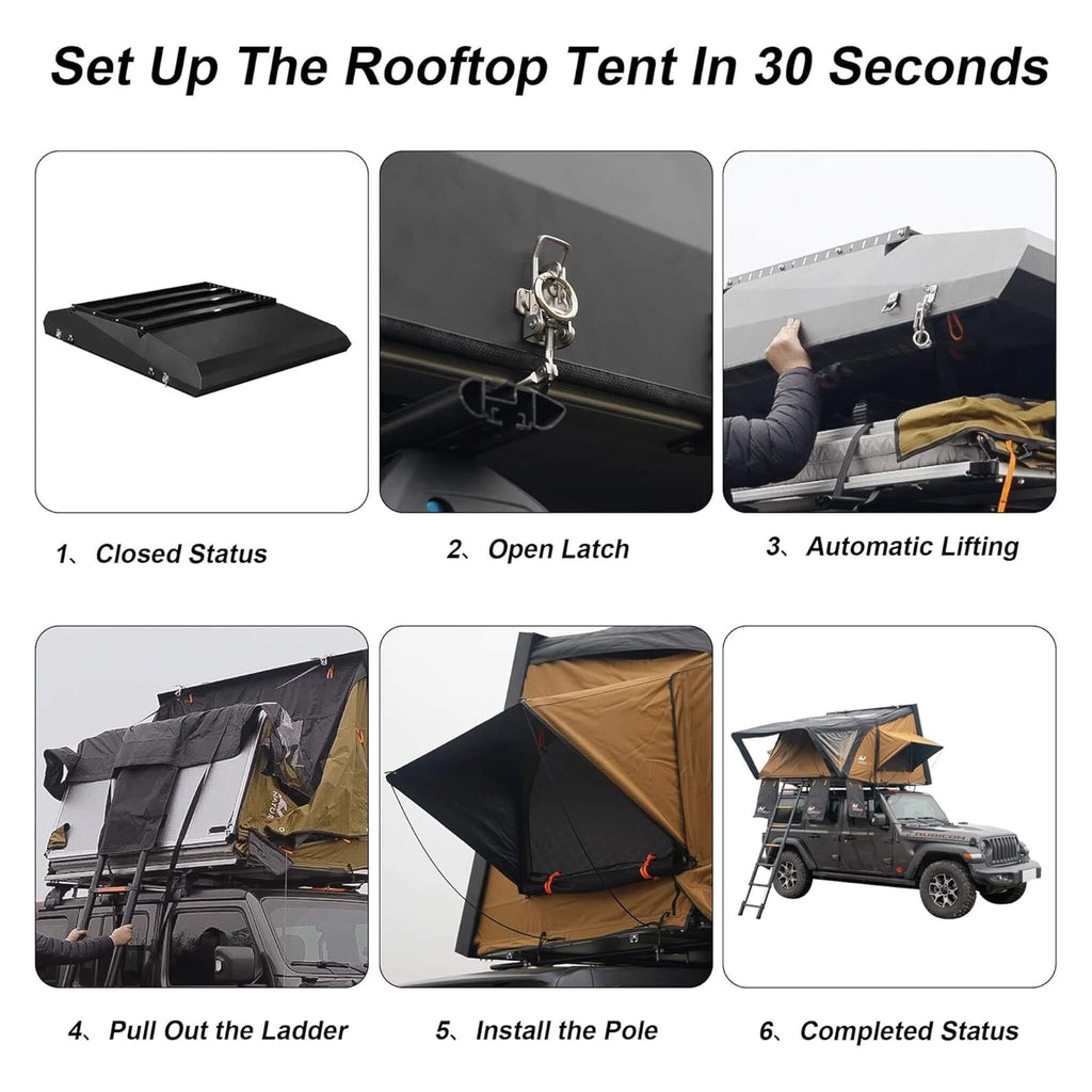 Naturnest Sirius 3 Premium 2XL 3 Person Clamshell Roof Top Tent SAK62917 Saksby - Easy Setup