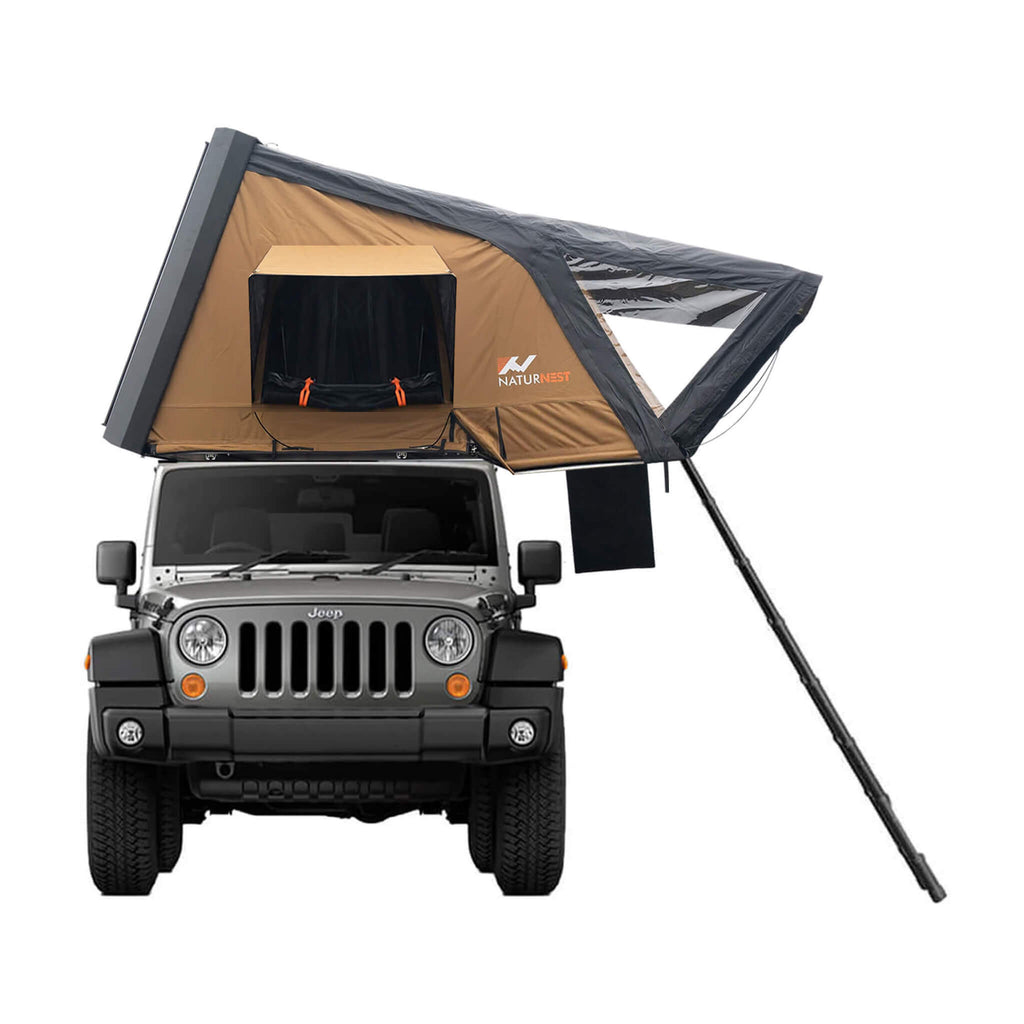 Naturnest Sirius 3 Premium 2XL 3 Person Clamshell Roof Top Tent SAK62917 Saksby - On Car On White Background