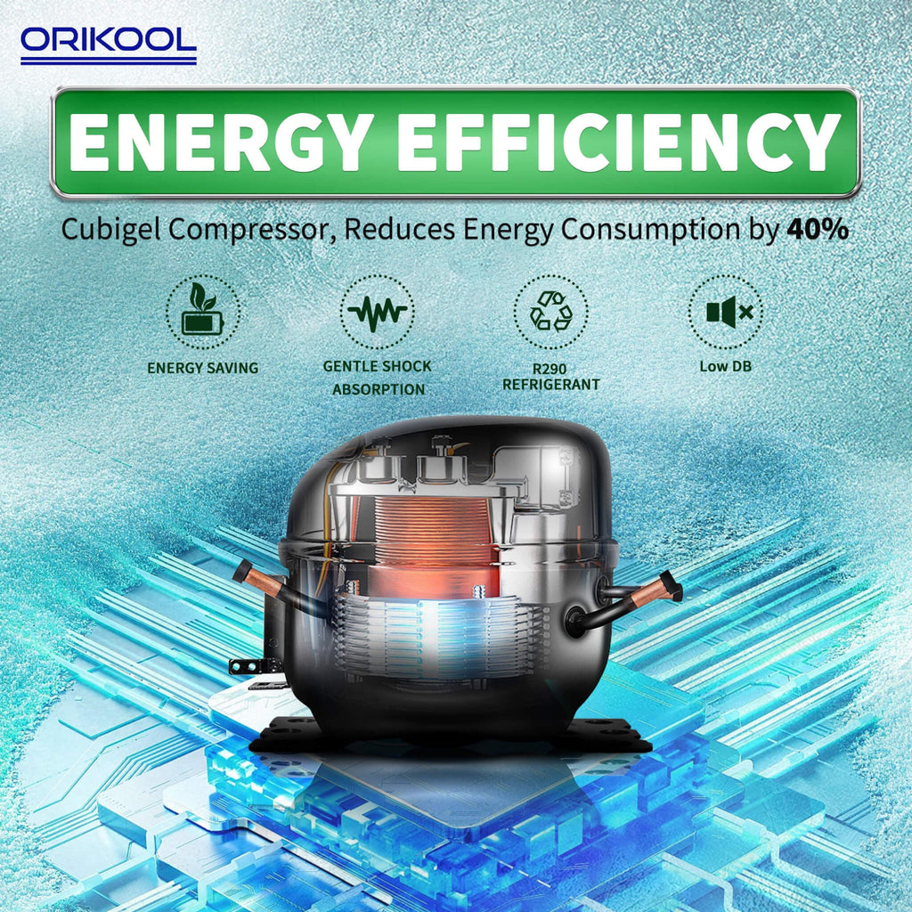 Orikool 27 Inch Commercial 23 Cu.Ft Reach-In Stainless Steel Freezer (SAK96352) - Saksby Wholesale - Compressor Features