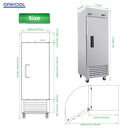 Orikool 27 Inch Commercial 23 Cu.Ft Reach-In Stainless Steel Freezer (SAK96352) - Saksby Wholesale - DImensions