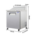 Orikool Commercial Refrigerator Sandwich & Salad Prep Table With Butcher Block Cutting Board (SAK31598) - Saksby Wholesale - Full Dimensions View