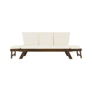 Outdoor Adjustable Wooden Patio Daybed Sofa With Cushions (SAK41345) - Saksby Wholesale - Expanded Sides Front View