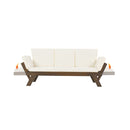 Outdoor Adjustable Wooden Patio Daybed Sofa With Cushions (SAK41345) - Saksby Wholesale - Expanded Sides