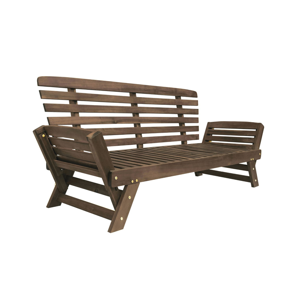 Outdoor Adjustable Wooden Patio Daybed Sofa With Cushions (SAK41345) - Saksby Wholesale - Side View Frame Details
