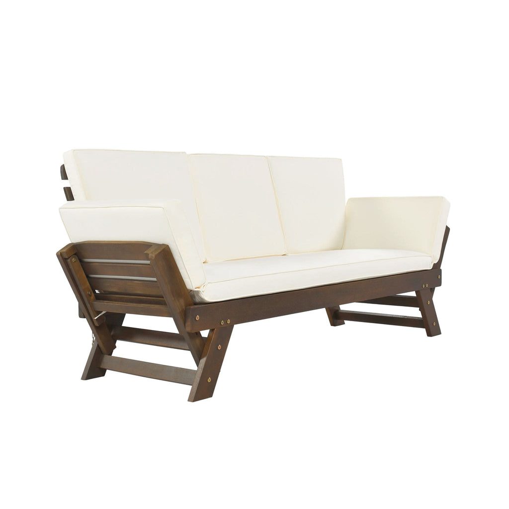 Outdoor Adjustable Wooden Patio Daybed Sofa With Cushions (SAK41345) - Saksby Wholesale - Side View