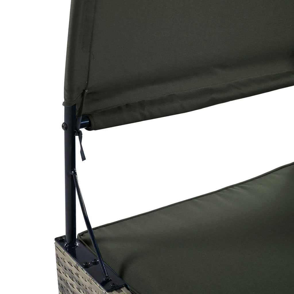 Outdoor Rattan Patio Daybed With Adjustable Backrest, Canopy Roof, Storage Box And Cup Holders (SAK54220) - Saksby Wholesale - Canopy Details