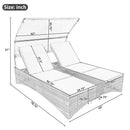 Outdoor Rattan Patio Daybed With Adjustable Backrest, Canopy Roof, Storage Box And Cup Holders (SAK54220) - Saksby Wholesale - Dimensions In Inches