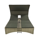 Outdoor Rattan Patio Daybed With Adjustable Backrest, Canopy Roof, Storage Box And Cup Holders (SAK54220) - Saksby Wholesale - Front View White Background