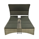 Outdoor Rattan Patio Daybed With Adjustable Backrest, Canopy Roof, Storage Box And Cup Holders (SAK54220) - Saksby Wholesale - Front View