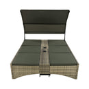 Outdoor Rattan Patio Daybed With Adjustable Backrest, Canopy Roof, Storage Box And Cup Holders (SAK54220) - Saksby Wholesale - High Canopy Roof