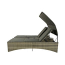 Outdoor Rattan Patio Daybed With Adjustable Backrest, Canopy Roof, Storage Box And Cup Holders (SAK54220) - Saksby Wholesale - High Lifted Backrest