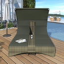 Wicker Sun Lounger With Canopy On A Wooden Deck By A Poolside. - Saksby Wholesale